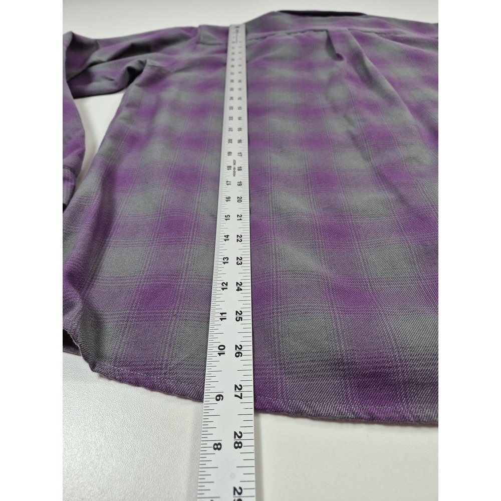 Dixxon Flannel Company Shirt Womens 2X Purple Grey Plaid Snap Reign Western - Picture 11 of 15